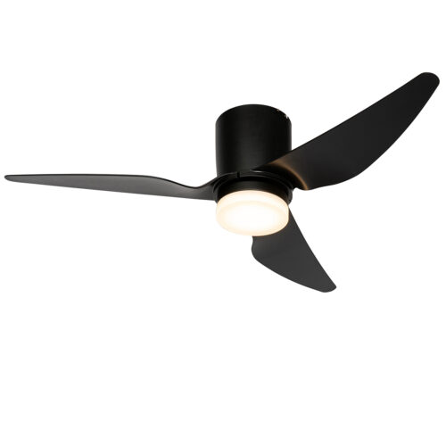 Mennyezeti ventilátor fekete 123 cm LED-del
