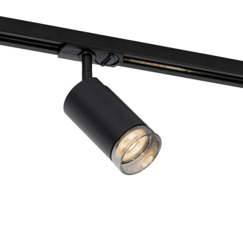 Modern spotlámpa füstös gyűrűvel 1 fázisú sínrendszerhez GU10 50mm - Iconic Jeana