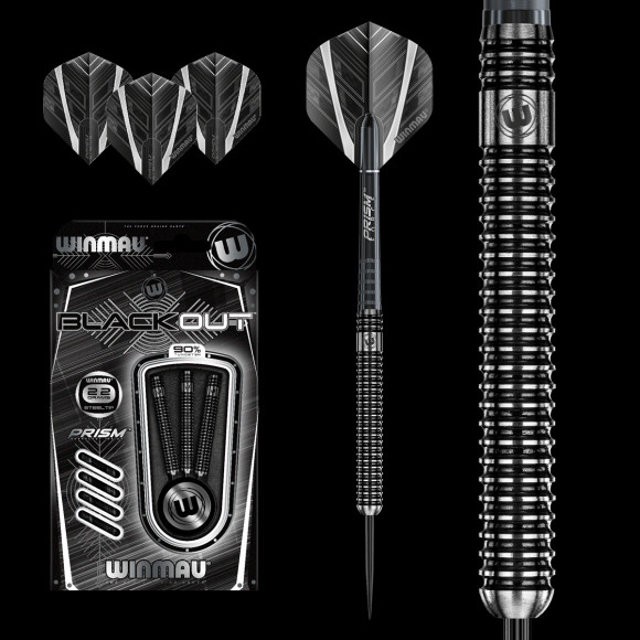 Dart szett Winmau steel BLACKOUT 90% wolfram 22g gravírozással