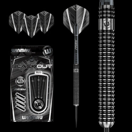 Dart szett Winmau steel BLACKOUT 90% wolfram 24g gravírozással