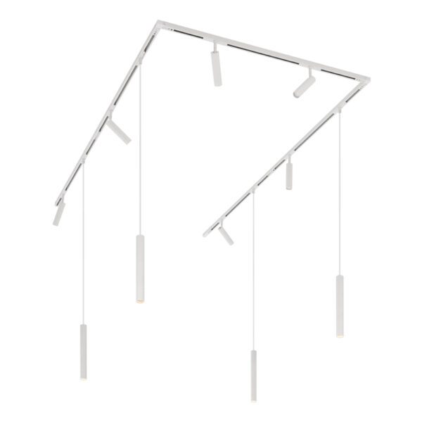 Modern sínrendszer 6 spotlámpával és 4 függőlámpa fehér 1 fázisú - Slimline Uzzy Keno