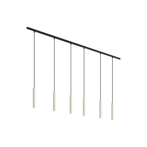 Modern sínrendszer 6 függőlámpa beépítéssel bézs és fekete színben 1 fázisú - Slimline Keno