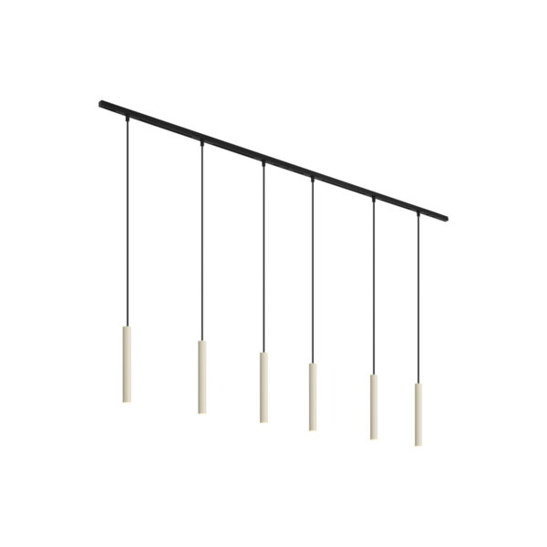 Modern sínrendszer 6 függőlámpa beépítéssel bézs és fekete színben 1 fázisú - Slimline Keno