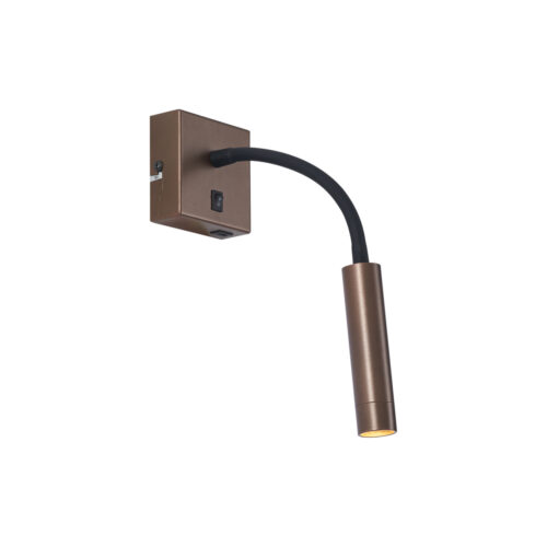 Modern bronz fali lámpa USB-C csatlakozóval - Gosna