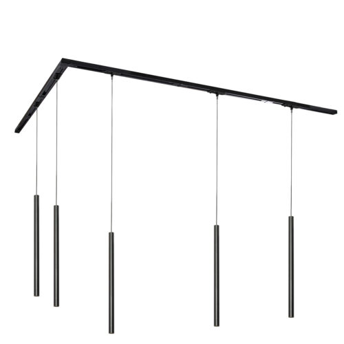 Modern sínrendszer 5 függőlámpával fekete 1 fázisú - Iconic Frini