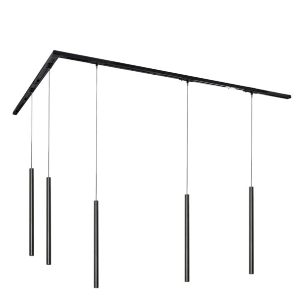 Modern sínrendszer 5 függőlámpával fekete 1 fázisú - Iconic Frini