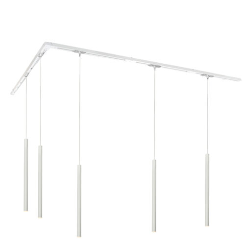 Modern sínrendszer 5 függőlámpával fehér 1 fázisú - Iconic Frini