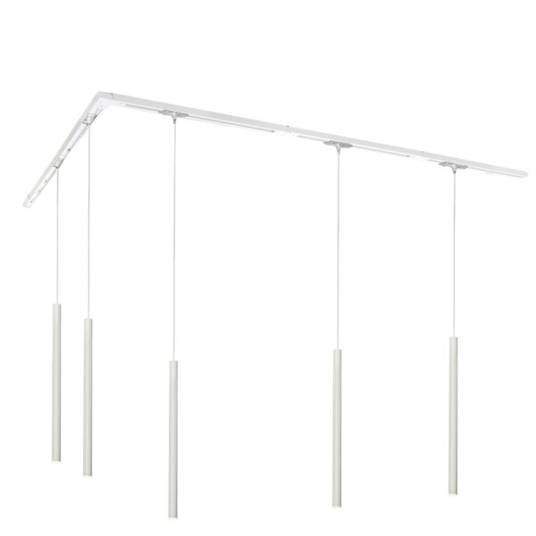 Modern sínrendszer 5 függőlámpával fehér 1 fázisú - Iconic Frini