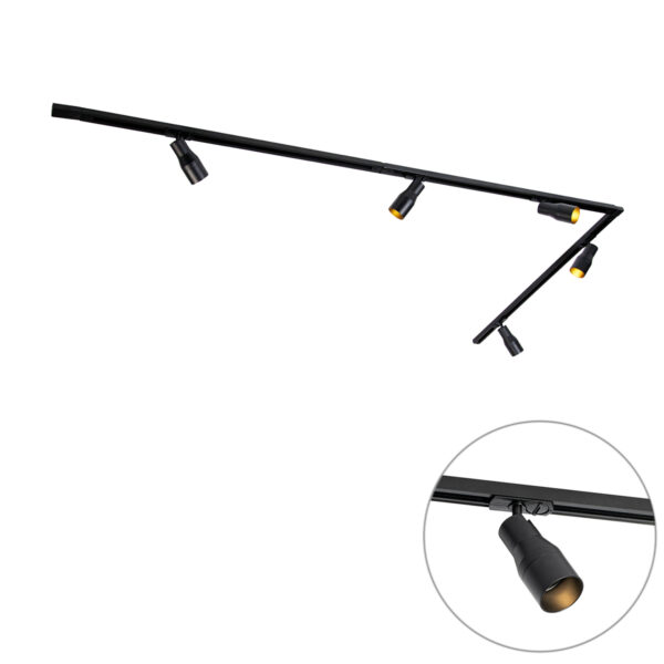 Modern sínrendszer 5 spotlámpával fekete 1 fázisú - Iconic Kohua