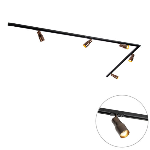 Modern Track Lighting System with 5 Spotlights Dark Bronze 1-Phase - Iconic Kohua