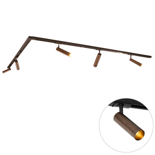 Modern sínrendszer 5 sötét bronz spotlámpával