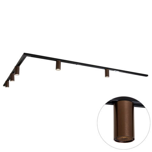 Modern sínrendszer 5 sötét bronz spotlámpával