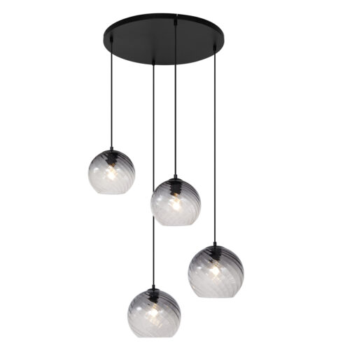 Art Deco függőlámpa fekete füstüveggel