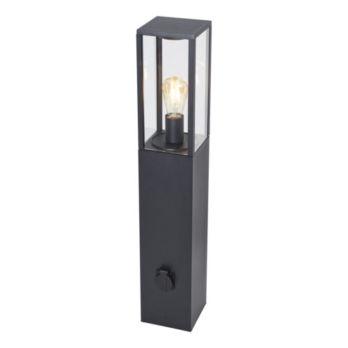 Modern fekete kültéri állólámpa 80 cm-es aljzattal IP44 - Charlois