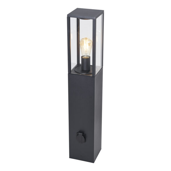 Modern fekete kültéri állólámpa 80 cm-es aljzattal IP44 - Charlois
