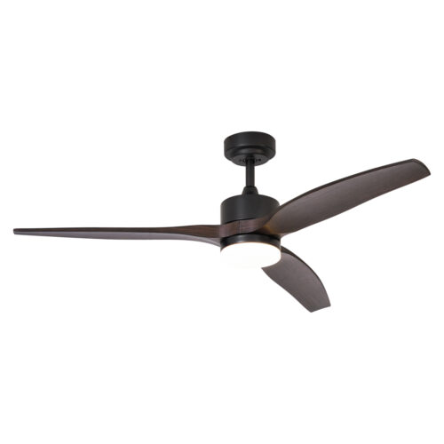 Mennyezeti ventilátor fekete fa mintázattal 132 cm LED-del
