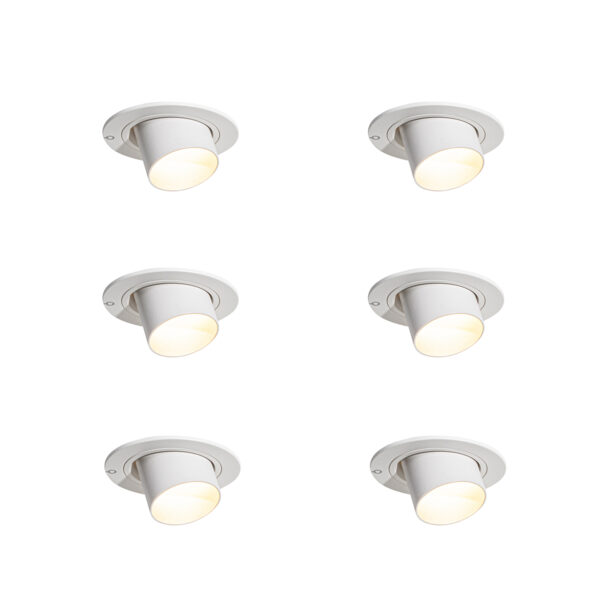 6 darabos süllyesztett spotlámpa szett fehér GU10 35mm kerek dönthető - Installa
