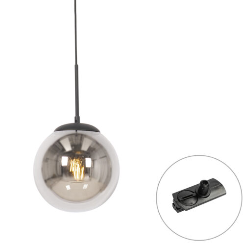 Art Deco függőlámpa fekete füstüveggel