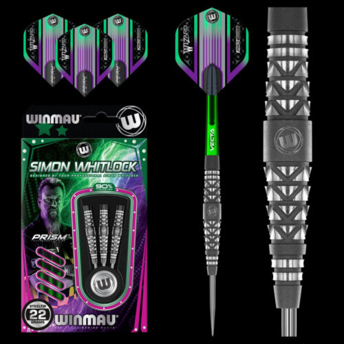 Dart szett Winmau steel Simon Whitlock Shotblast 90% Wolfram 22g gravírozással
