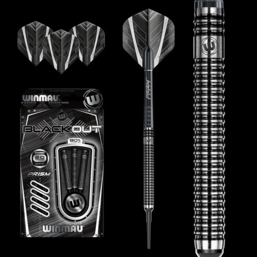 DARTS NYÍL WINMAU SOFT BLACK OUT 90% WOLFRAM 20G gravírozással