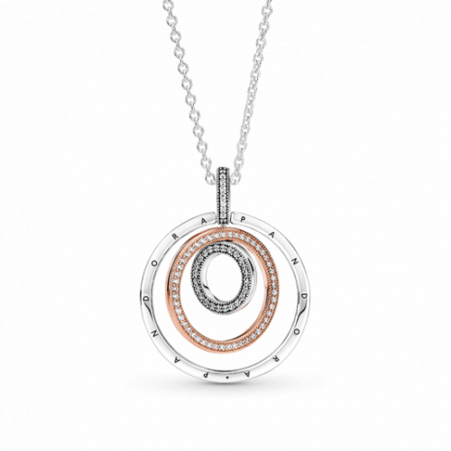 PANDORA Kéttónusú körök ezüst láncon nyaklánc 389483C01-60