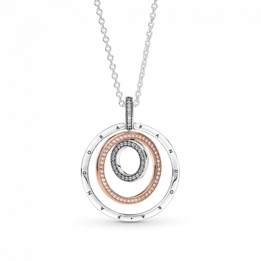 PANDORA Kéttónusú körök ezüst láncon nyaklánc 389483C01-60