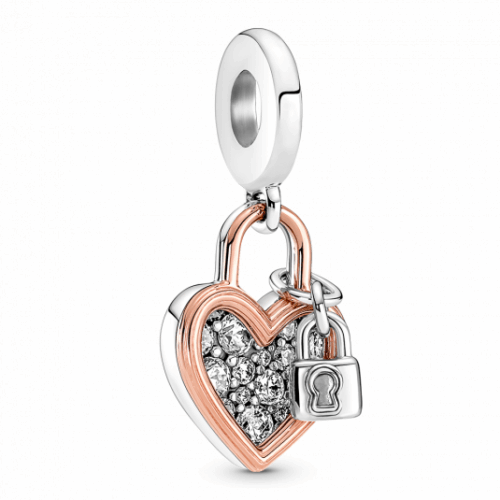 PANDORA aranyozott Szív lakattal függő charm