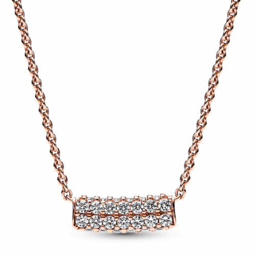 PANDORA aranyozott Timeless Pavé kétsoros rúd collier nyaklánc nyaklánc 382621C01-45