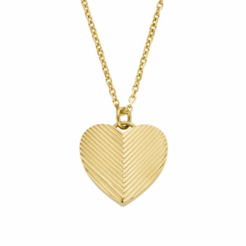 FOSSIL nyaklánc Harlow Linear Texture Heart Gold-Tone nyaklánc FOJF04652710