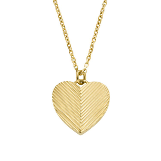 FOSSIL nyaklánc Harlow Linear Texture Heart Gold-Tone nyaklánc FOJF04652710