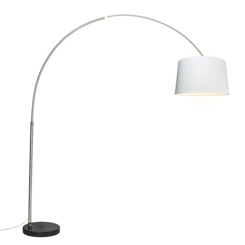 Acél ívlámpa fehér textilbúrával 45 cm - XXL