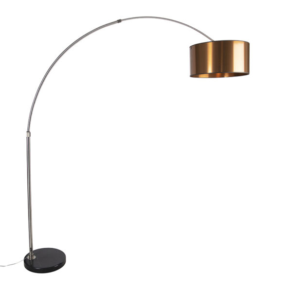 Ív lámpa acél búrával réz 50 cm - XXL