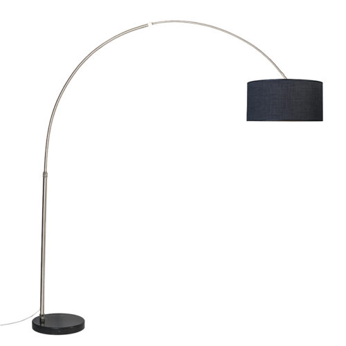 Acél ívlámpa szövetbúrával fekete 50 cm - XXL