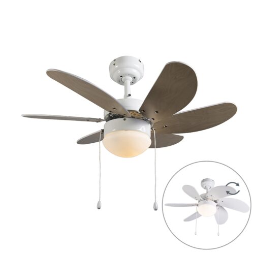Mennyezeti ventilátor fehér fa mintázattal
