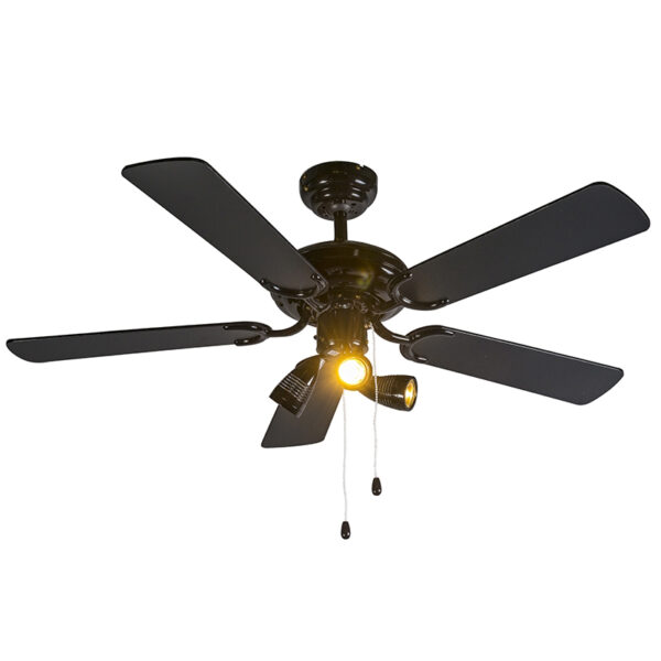 Mennyezeti ventilátor fekete 110 cm 3 lámpával
