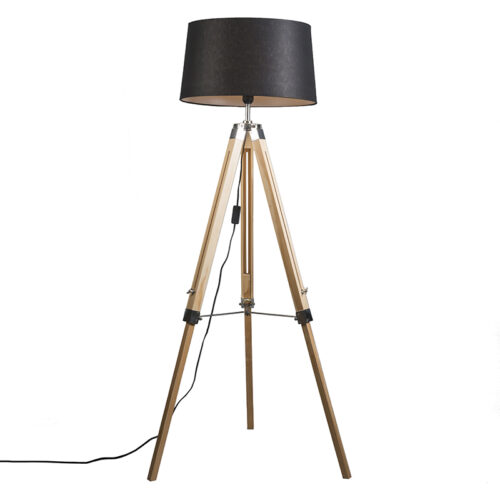 Állólámpa natúr fekete vászon búrával 45 cm - Tripod