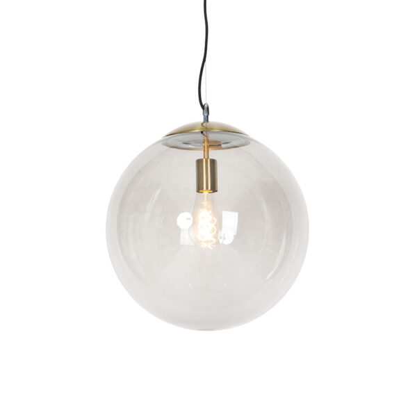 Modern lógólámpa sárgarézzel és füstüveggel 40 cm - Ball