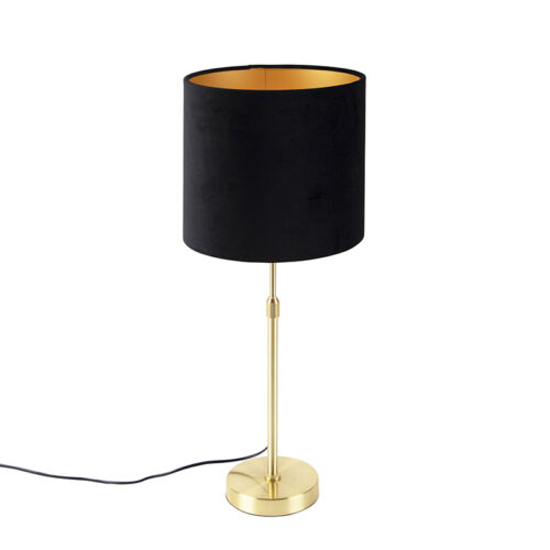 Asztali lámpa arany/bronz fekete bársony árnyékolóval 25 cm - Parte