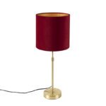 Asztali lámpa arany/bronz vörös bársony árnyékolóval 25 cm - Parte