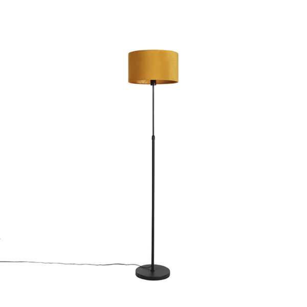 Állólámpa fekete bársony árnyékolóval okker sárga arannyal 35 cm - Parte