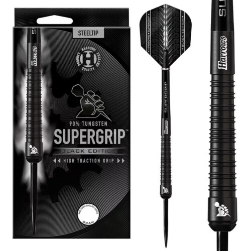 DART SZETT STEEL HARROWS SUPERGRIP BLACK EDITION 25G