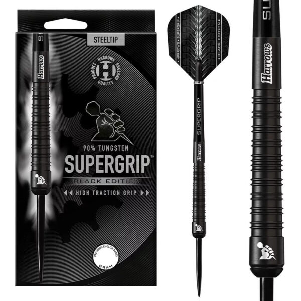 DART SZETT STEEL HARROWS SUPERGRIP BLACK EDITION 25G