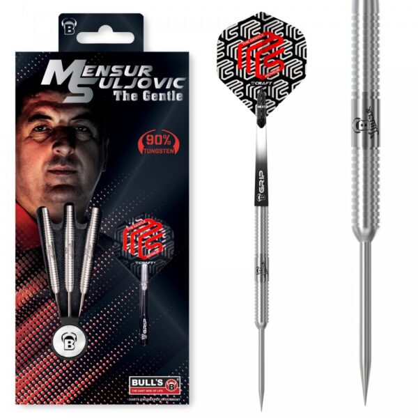 Dart szett BULL'S Mensur Suljovic Original Champion Steel 25g 90% gravírozással