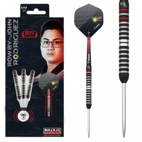 Dart szett BULL'S Rowby-John Rodriguez Steel 23g 90% gravírozással