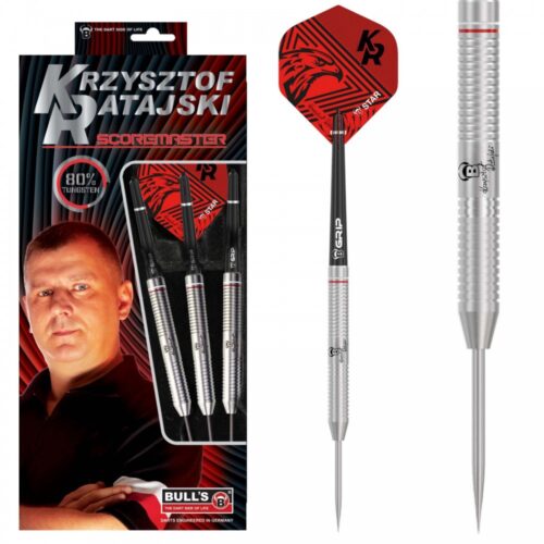 Dart szett BULL'S Krzysztof Ratajski Scoremaster Steel 24g 80% gravírozással