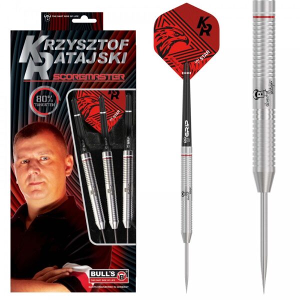 Dart szett BULL'S Krzysztof Ratajski Scoremaster Steel 24g 80% gravírozással