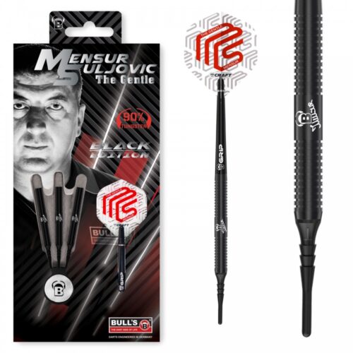 Dart szett BULL'S Mensur Suljovic Black-Edition Soft 18g 90% gravírozással