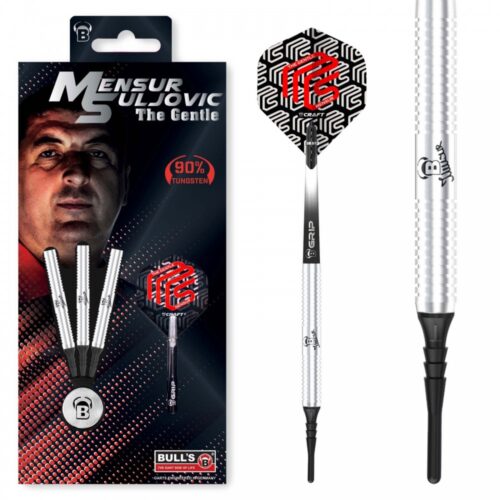Dart szett BULL'S Mensur Suljovic Soft 18g 90% gravírozással
