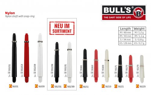 dart szár Bull's Nylon közepes fehér