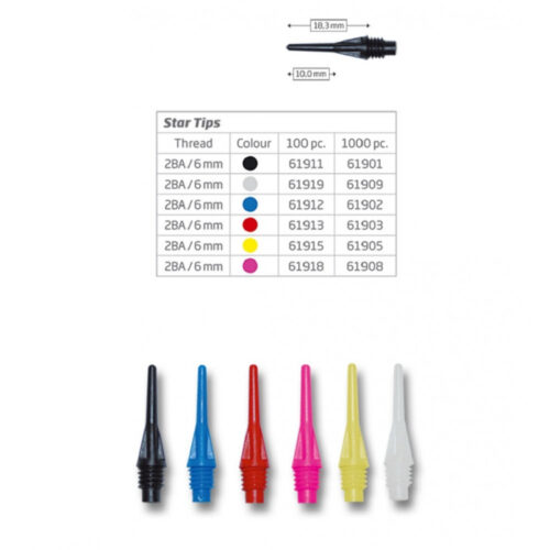 BULL'S DARTS HEGY STAR TIPS RÖVID SÁRGA 100DB 2B/A STANDARD MENETES